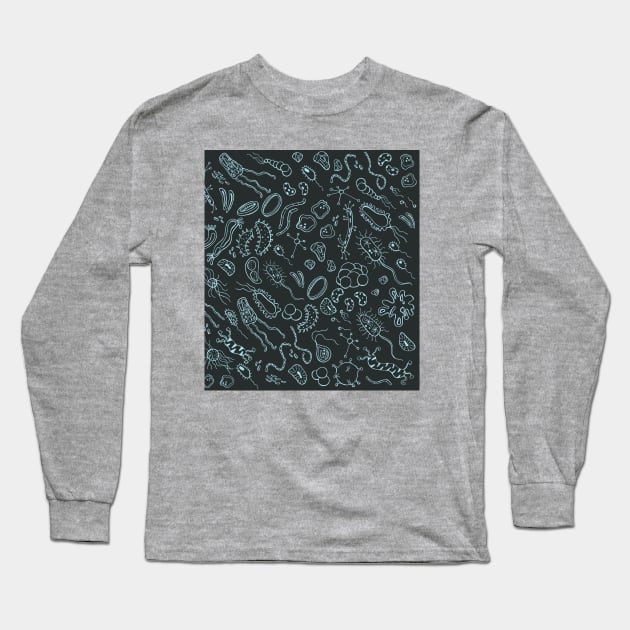 Hand drawn abstract pattern with virus Long Sleeve T-Shirt by SofiGrike